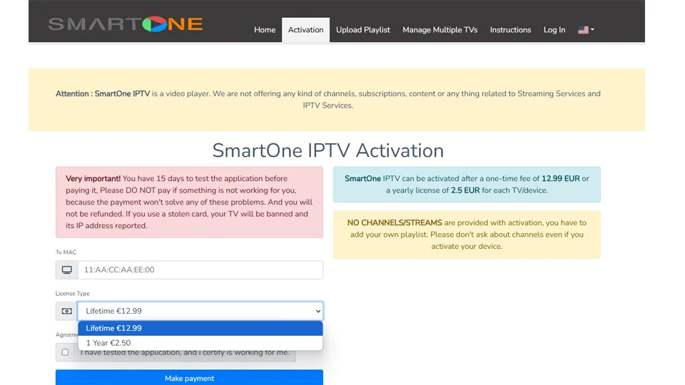 activation smartone iptv