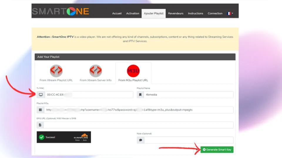 smartone iptv playliste